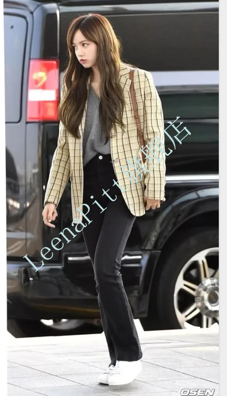 lee napittlisa同款裤子黑色高腰直筒牛仔裤女春季女装新款韩版宽松