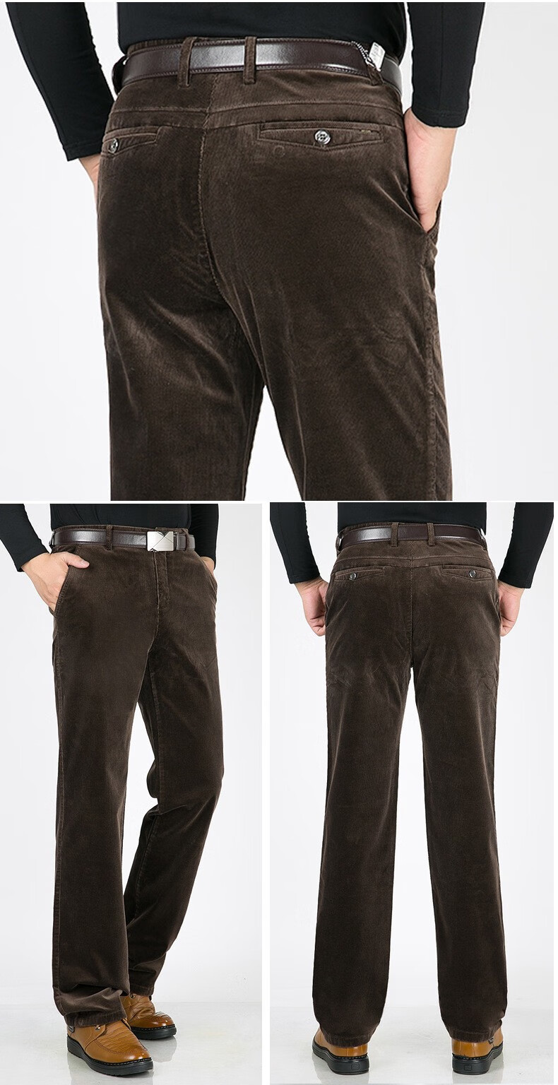 美国保罗休闲裤男2020秋冬季厚款中年男式灯芯绒休闲裤纯棉中老年条绒