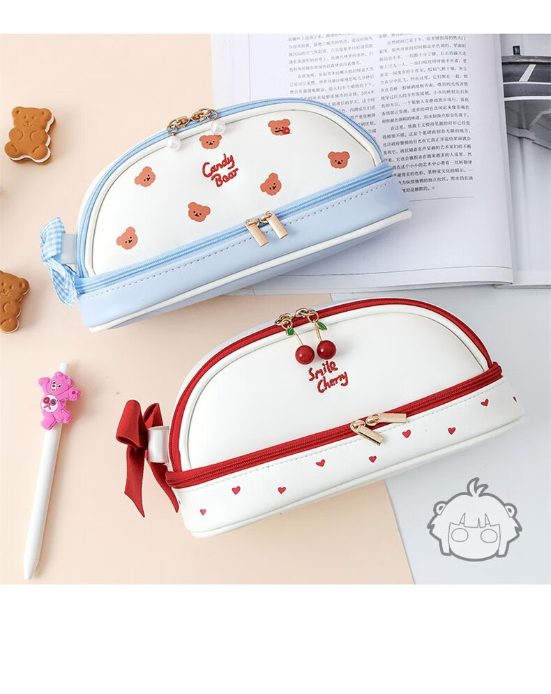 日系笔袋韩国简约初中生ins潮网红少女心小学生可爱网红盐系铅笔文具