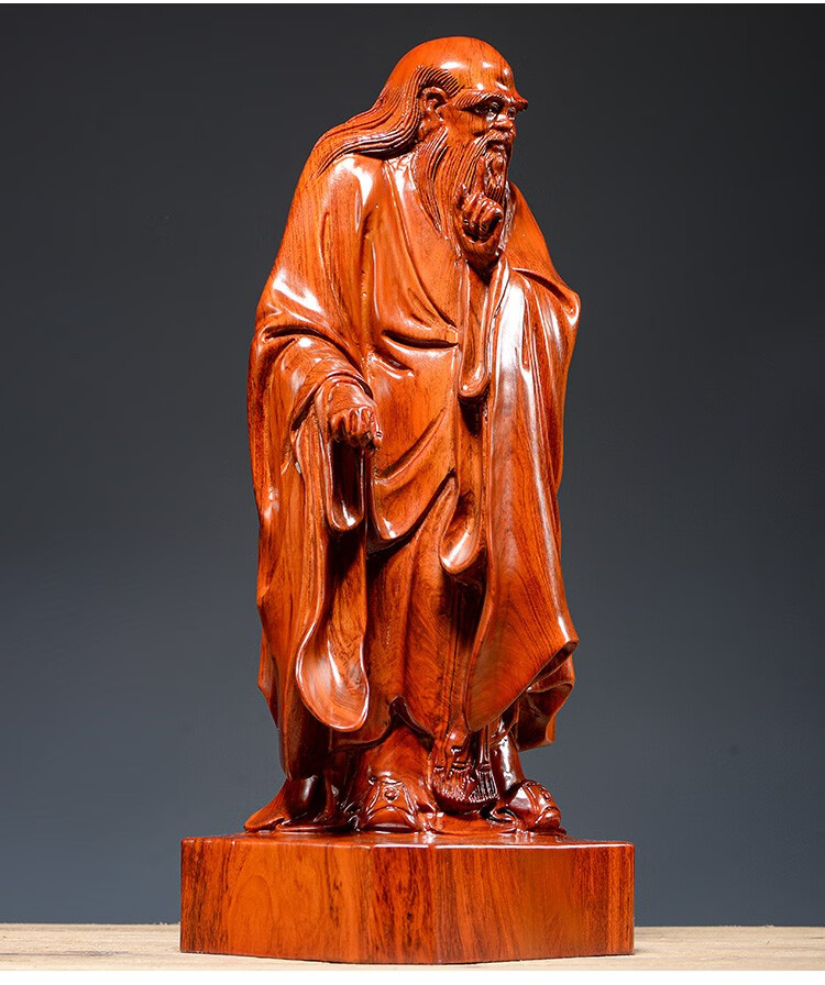 御木轩花梨木雕老子像摆件老子雕塑历史人物像孔子摆件校庆纪念品实木