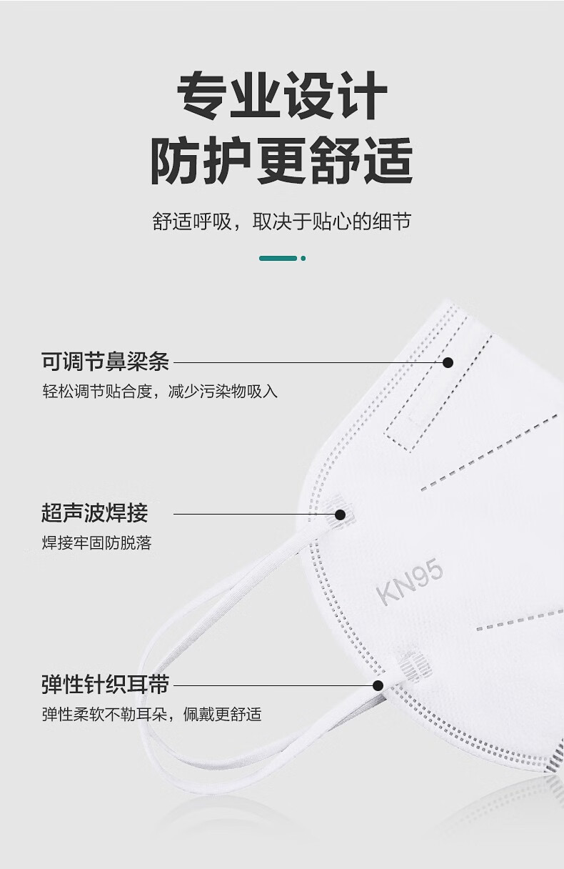 可孚口罩kn95一次性成人防护面罩防雾霾防粉尘防飞沫含熔喷布男女透气