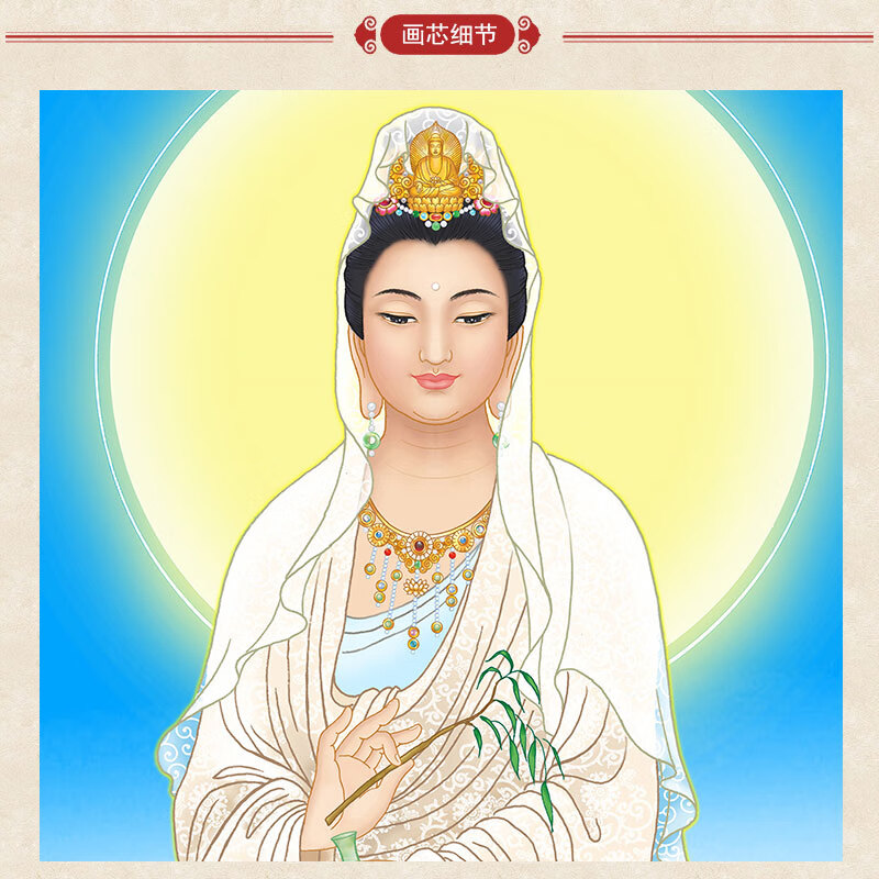 上焱下木高清娑婆三圣画像卷轴画释迦牟尼佛地藏王观音菩萨佛像画乙款