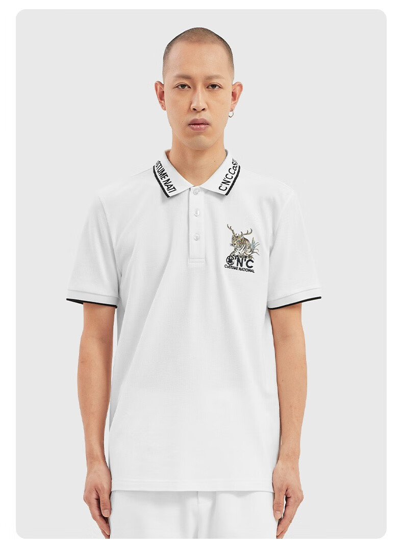 品牌服饰cnc男装22年春夏新款短袖polo衫时尚老虎主题图案绣花logo