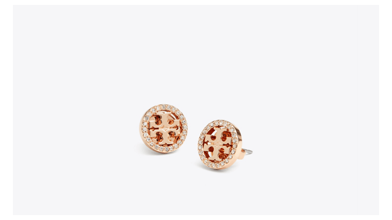 【6期免息】tory burch 汤丽柏琦 圆型双t logo耳钉 53422 玫瑰金银色
