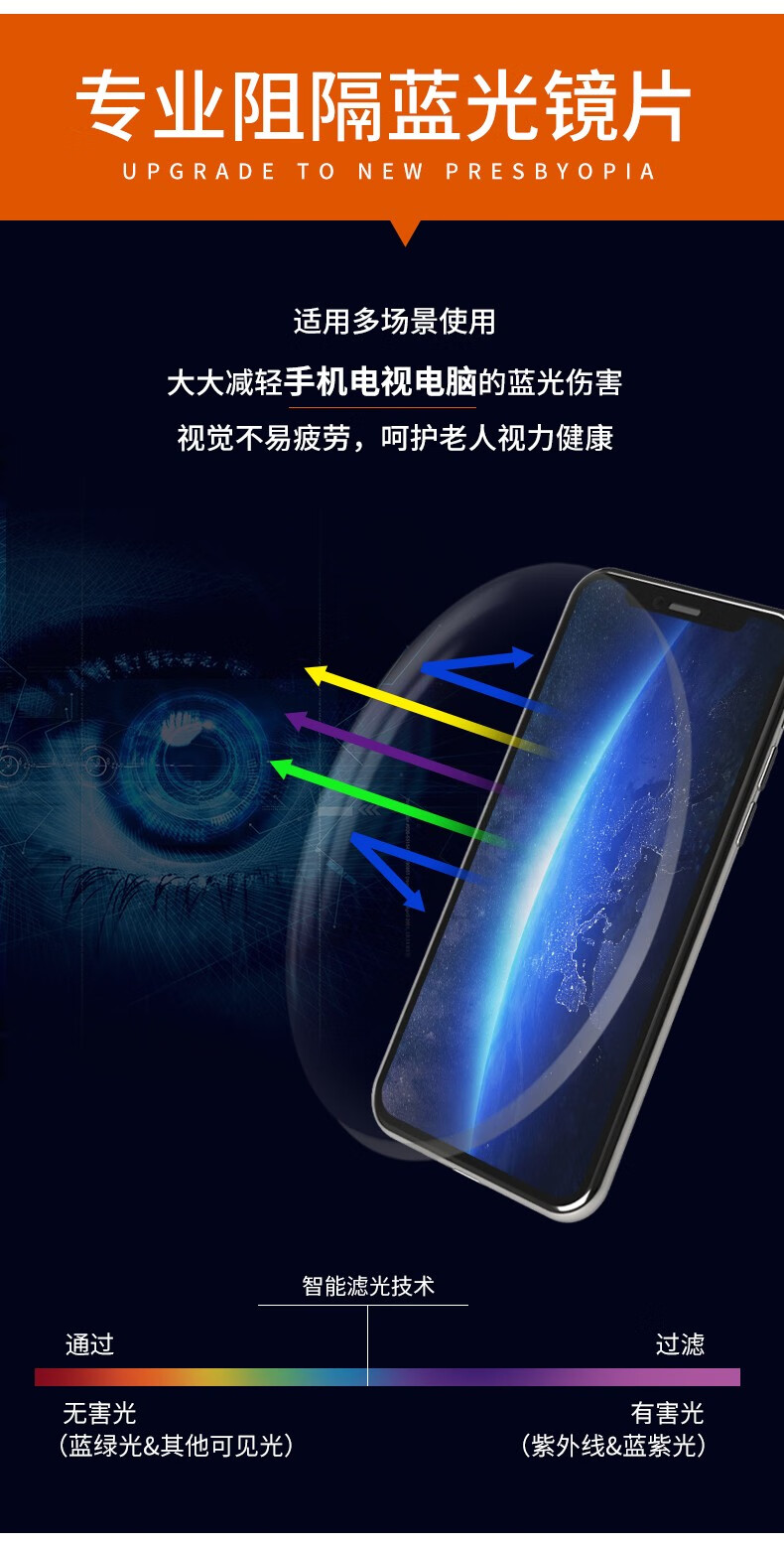 马踏飞燕双光老花镜看远看近防蓝光防紫外线老花镜爸妈看手机眼镜中