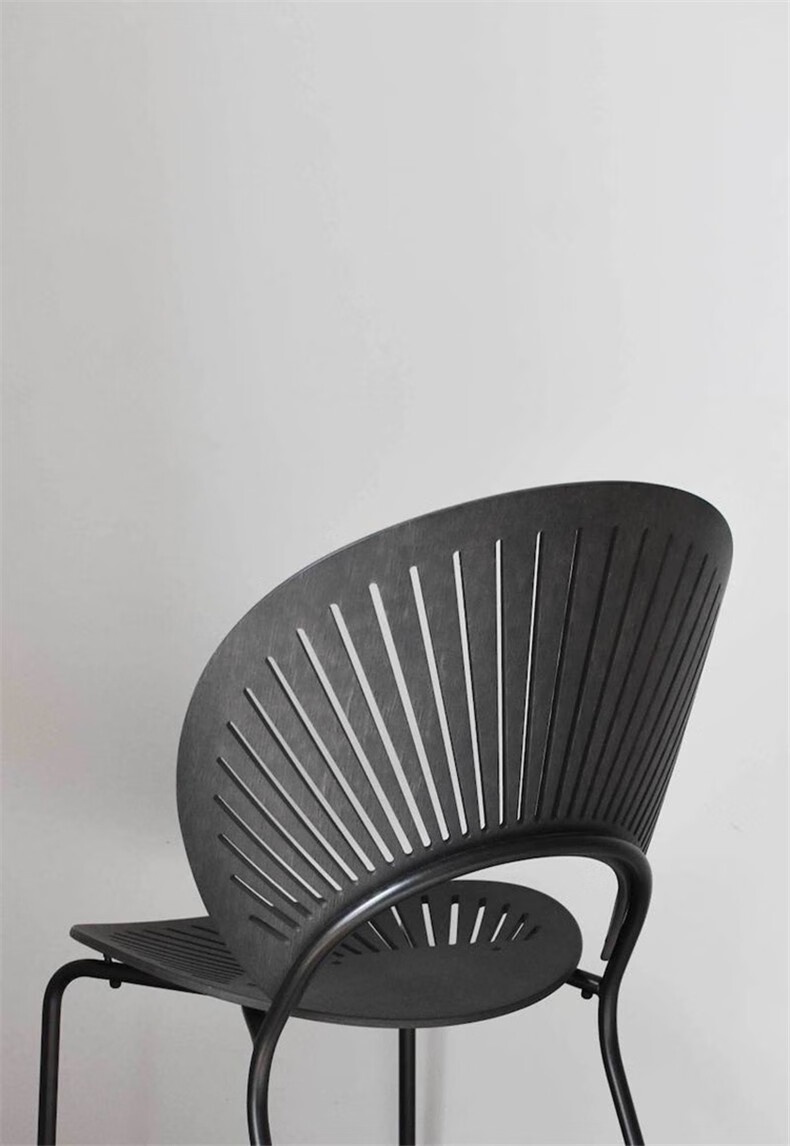 丹麦贝壳椅北欧轻奢实木餐椅家用简约现代网红化妆椅太阳椅扇贝椅 灰