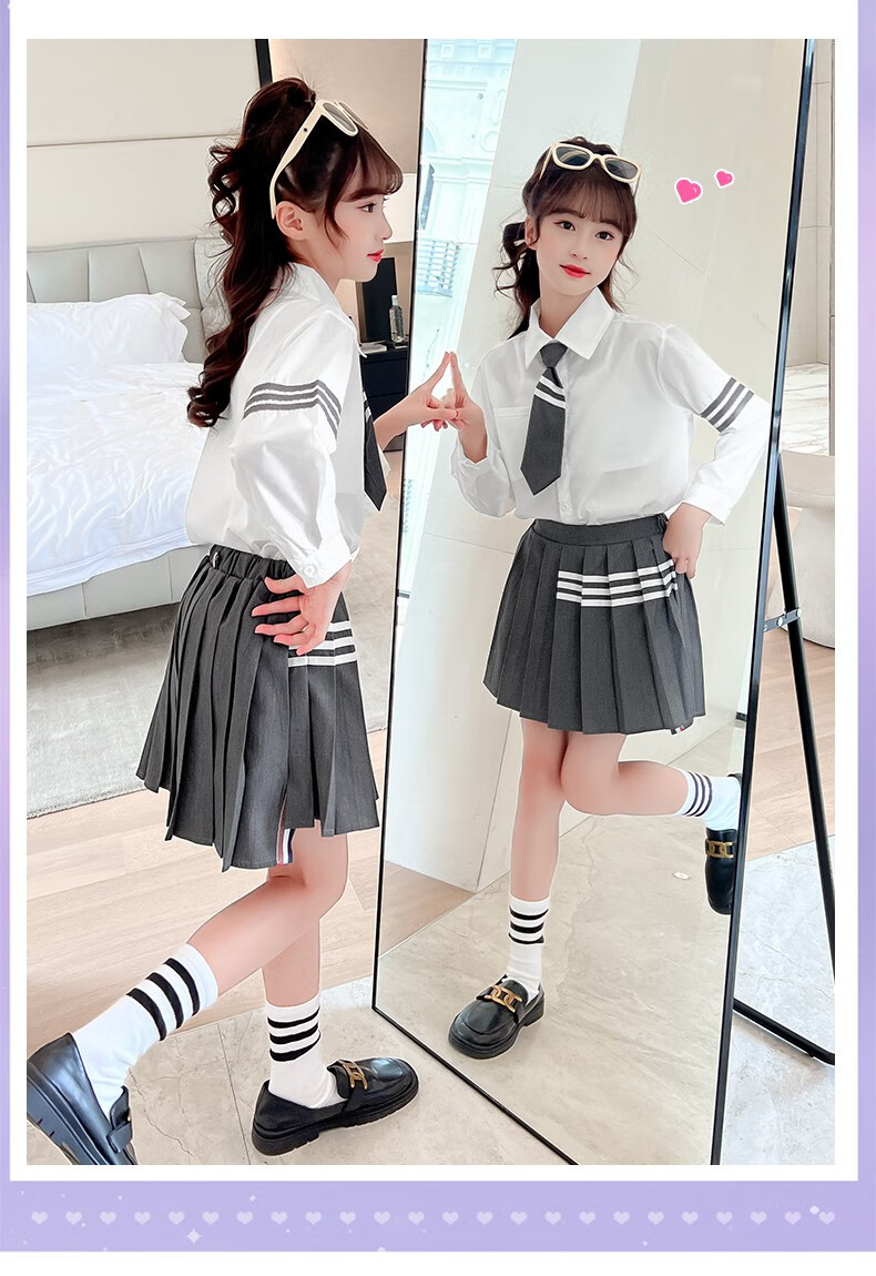 女童jk春秋装同款jk校服儿童jk套装女孩子学院风衣服明星同款百褶裙