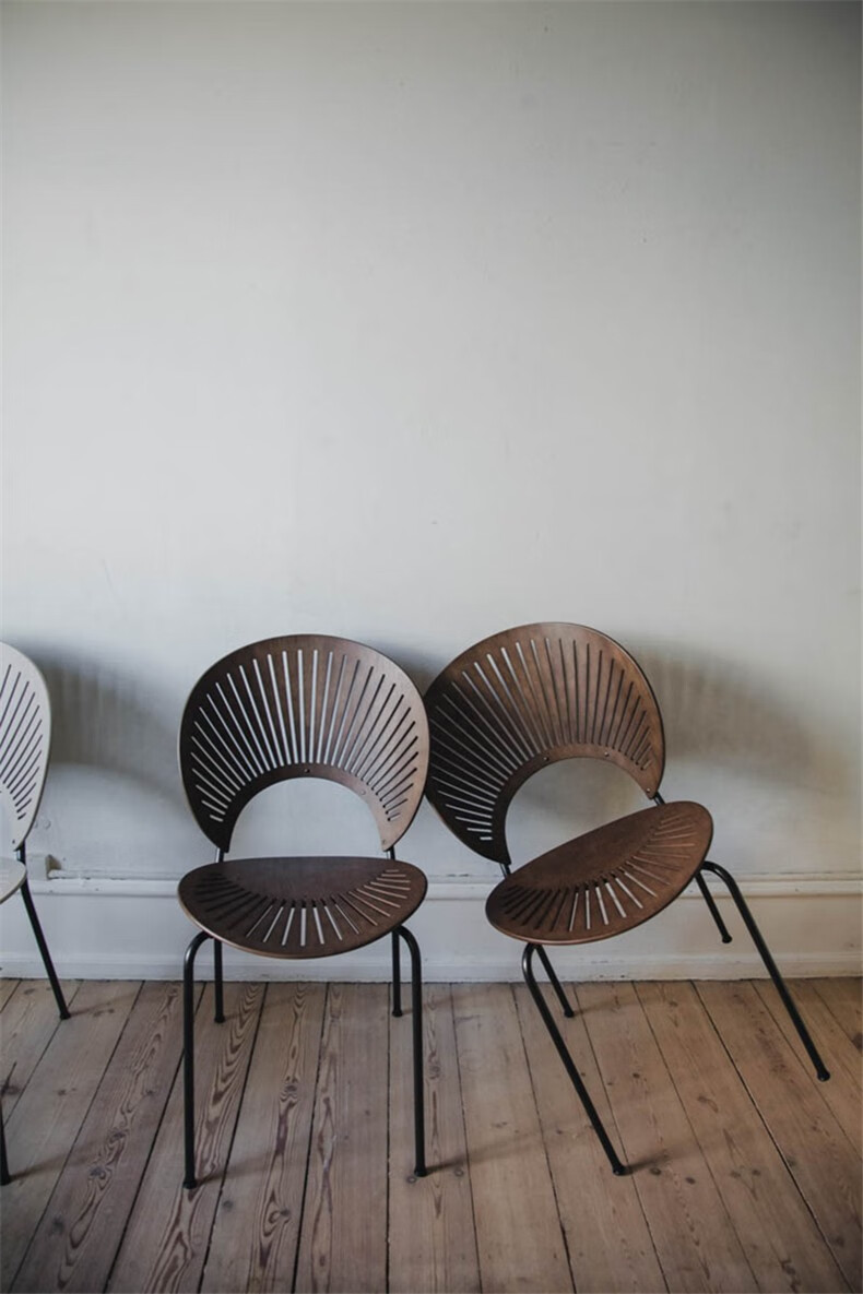 丹麦贝壳椅北欧轻奢实木餐椅家用简约现代网红化妆椅太阳椅扇贝椅 灰