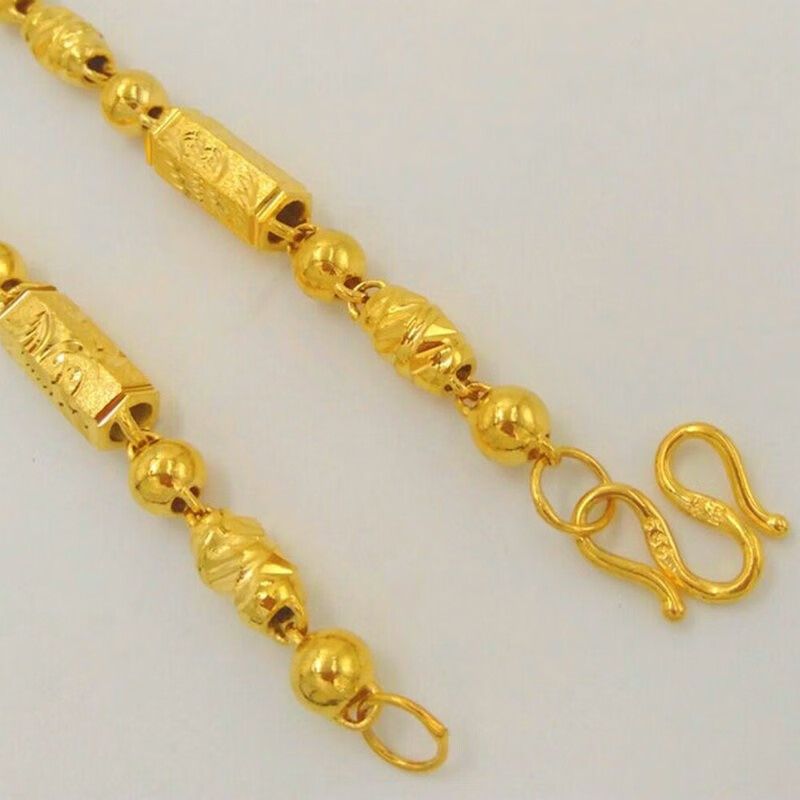 镀金大链子久不掉色粗佛珠竹节金首饰1号60厘米长6毫米粗42克换新一次