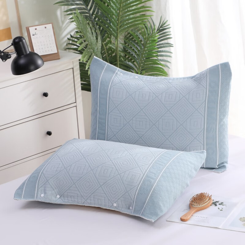 恩爱鸟竹纤维冰凉枕套一对装夏季枕头套可固定防滑不脱落半包裹盖套