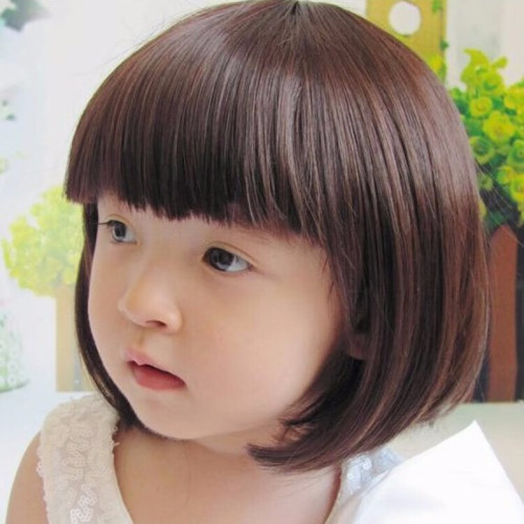 宝宝拍照发饰写真儿童假发百天摄影头饰女童小宝宝短卷发套蘑菇头深3