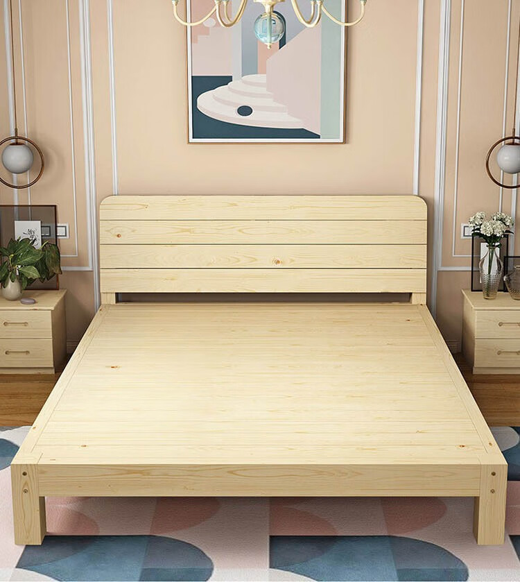 实木床双人单人木板床15米出租房床架18米卧室床板宿舍员工主卧简约