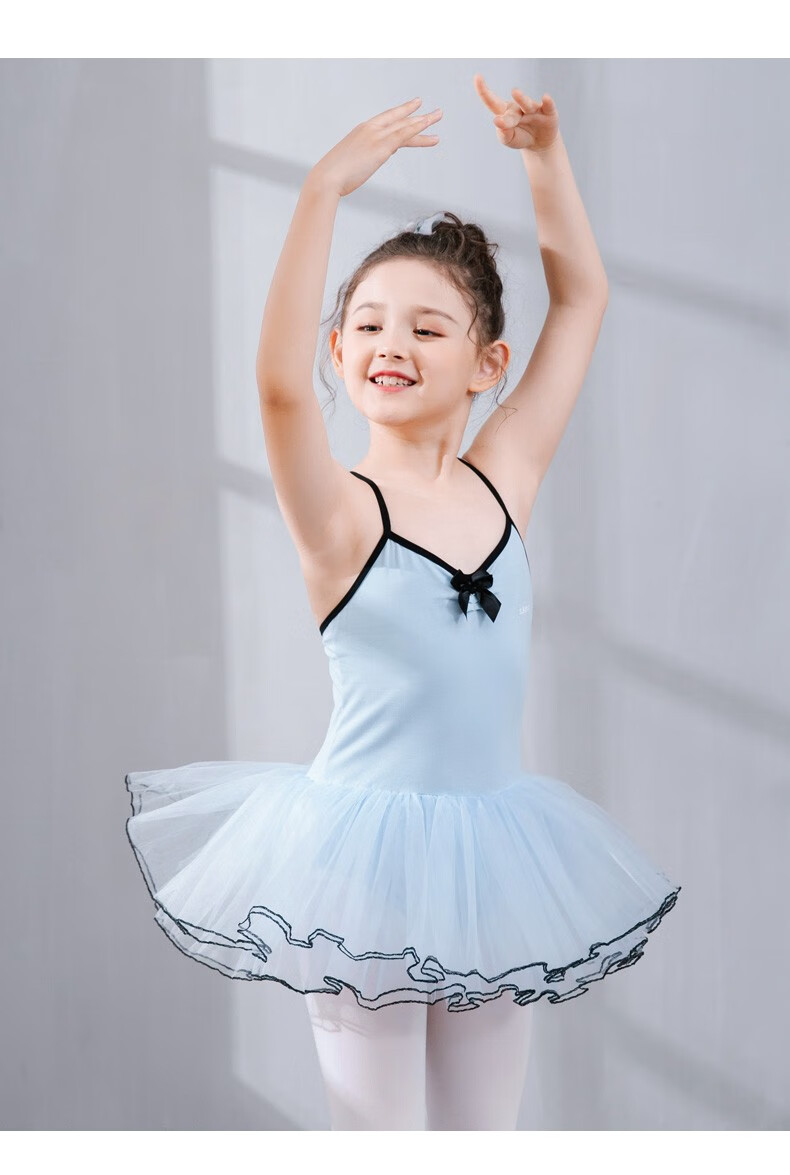 slemon儿童芭蕾舞群吊带连体纱裙练功服形体服女童夏季连体服幼儿舞蹈