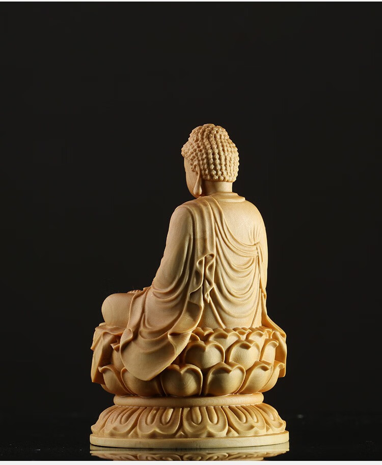 茗氏庭居 黄杨木雕小佛像摆件大日如来释迦牟尼佛禅意家居供奉摆设