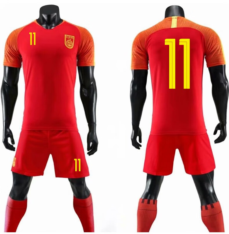 球衣国家队男足主场短袖套装夏季足球服套装男学生定制印号中国红色11