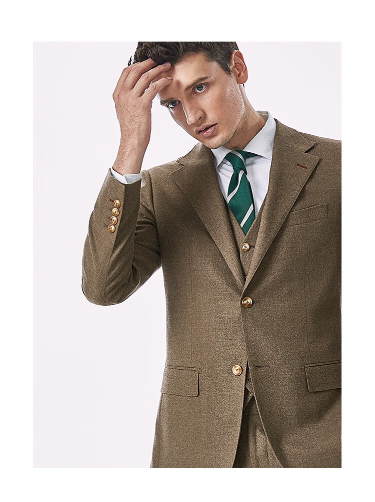 suitup(休塔)西服套装男香槟色西装男休闲商务职业正装男士新郎结婚礼