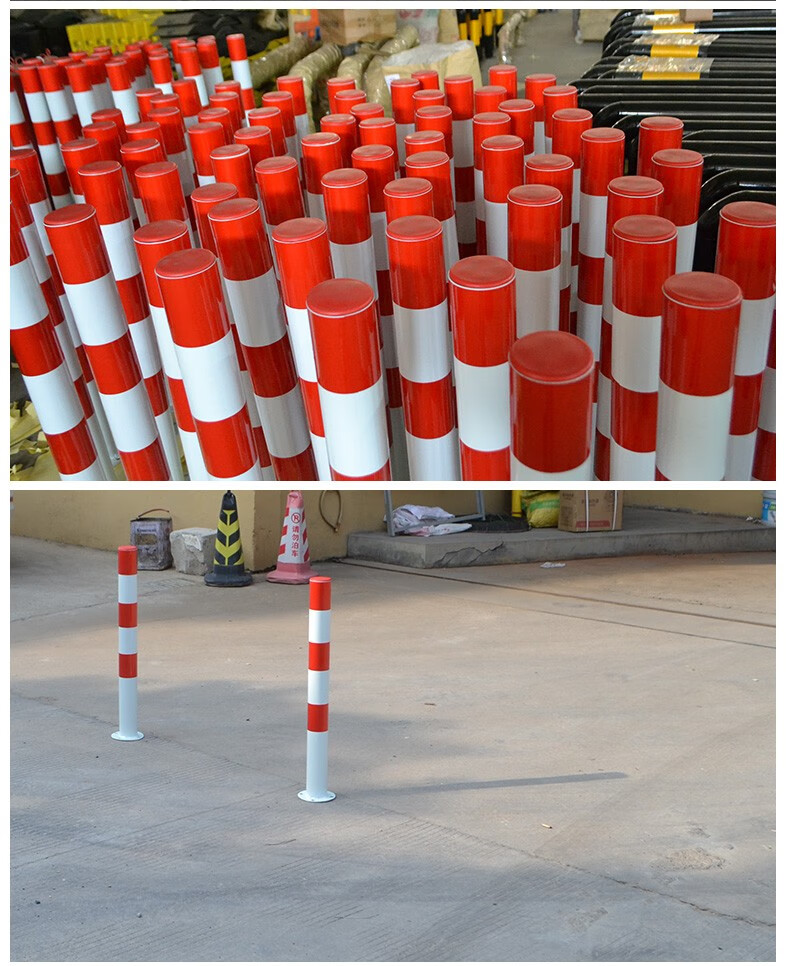兰彩钢管警示柱镀锌红白交通固定防撞柱停车道口桩隔离防撞杆挡车