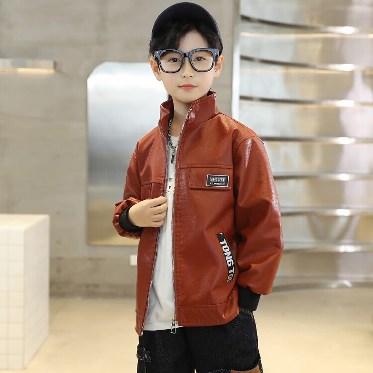 恒孞童装男童皮衣外套秋装新款中大儿童小学生pu皮衣男孩子春秋装时尚
