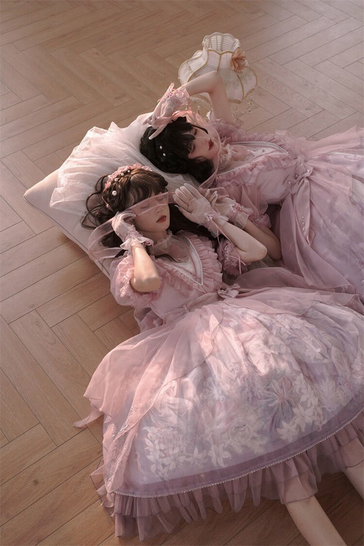 洛丽塔正珍珠刺绣lolita仙女连衣裙洛丽塔op美裙浅蓝色op单裙子s