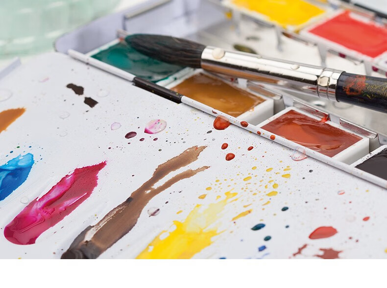 schmincke史明克学院级固体水彩颜料10色12色24色铁盒套装绘画颜料