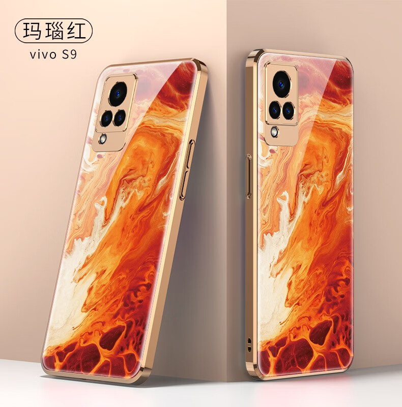 gkk vivo s9手机壳直边电镀玻璃vivos9手机套超薄保护套镜头全包防摔