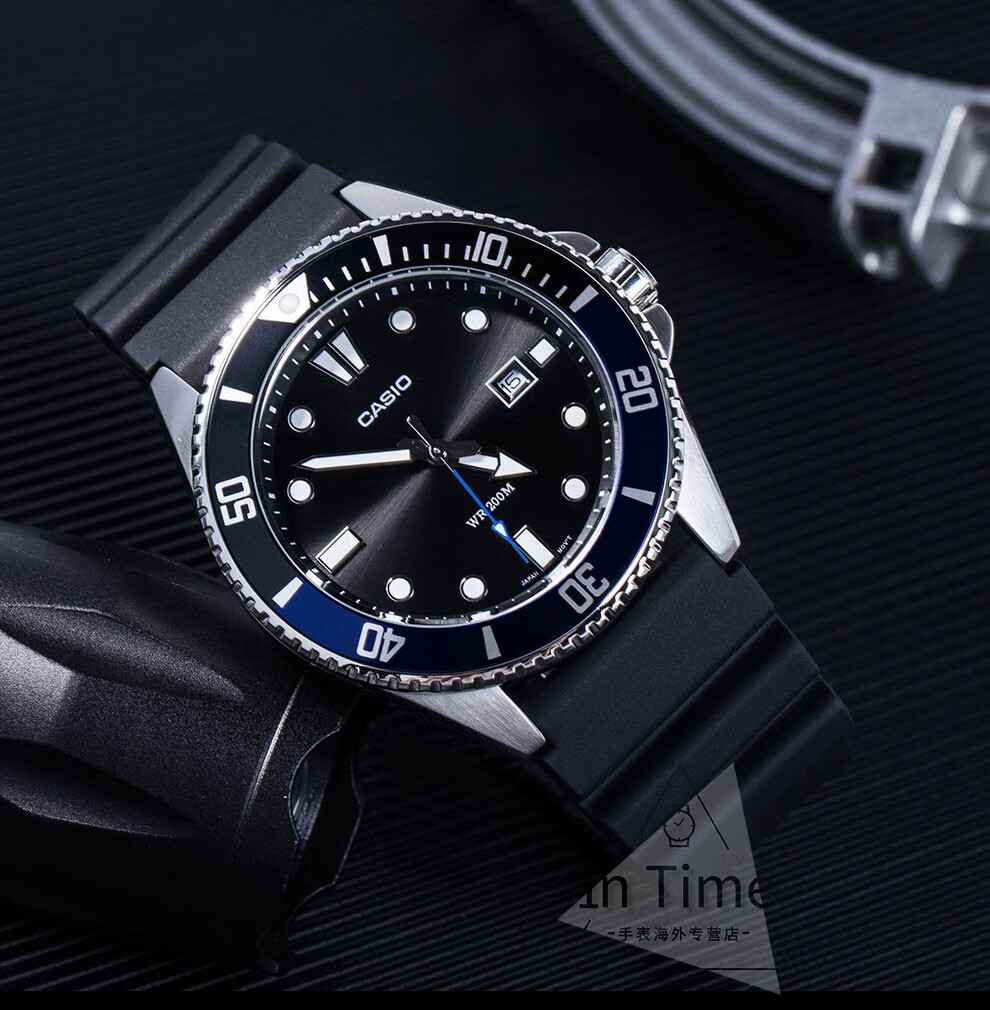 卡西欧casio比尔盖茨同款剑鱼系列黑色水鬼潜水夜光指针男士腕表mdv