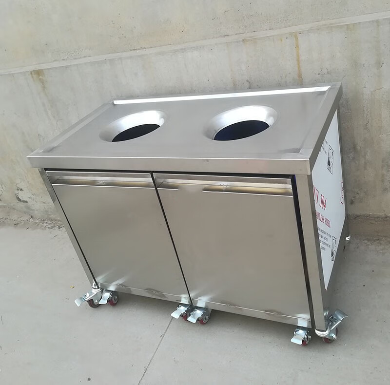 不锈钢餐厅食堂酒店剩菜饭厨余垃圾餐盘碗分类泔水收集残柜台 双门残