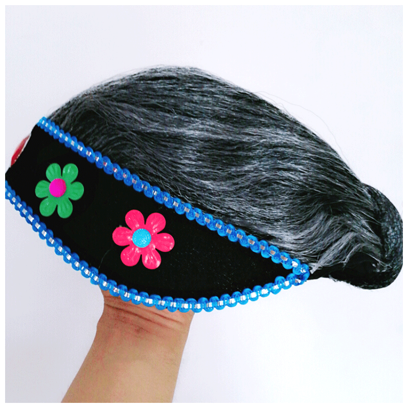 老婆头套头饰老太太假发头套丑婆老奶奶戏曲彩旦演出 黄色(盘发)大人