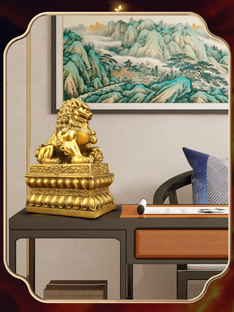 纳知轩狮子摆件纯铜北京狮客厅玄关办公室礼品特大号一对i889n11