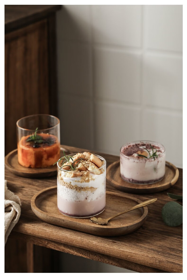 耐高温透明烤布丁杯玻璃冰淇淋杯酸奶杯慕斯杯烤箱烘焙模具甜品杯小号