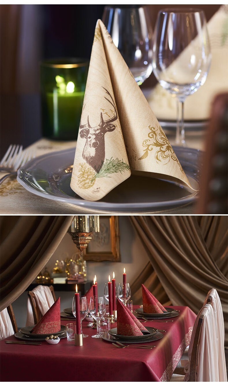 餐巾纸婚礼宴席西餐中餐酒店餐厅会所圆桌摆台折花节日188283红色边框