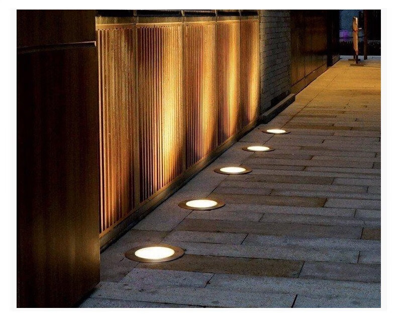 地埋灯室外庭院草坪灯家用超薄嵌入式地灯不锈钢防水射灯景观花园led