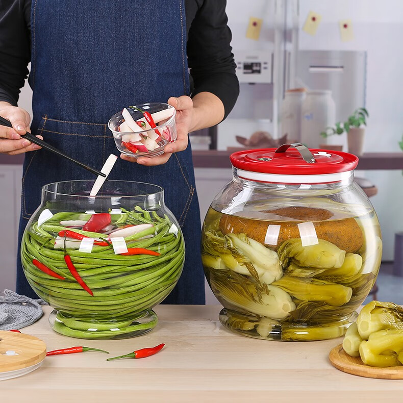 志方益玻璃泡菜坛酸菜坛家用透明腌菜坛子加厚大容量咸菜缸腌制罐密封