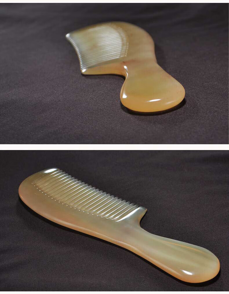 伯莎丹顿 黄牛角梳子女家用节日生日礼物礼品大号天然加厚耐摔白牛角