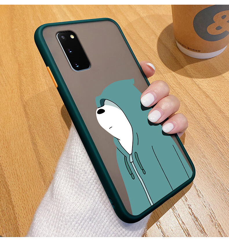 泽逸 三星s20手机壳s20ultra/s20 撞色边框半透明磨砂全包保护套卡通