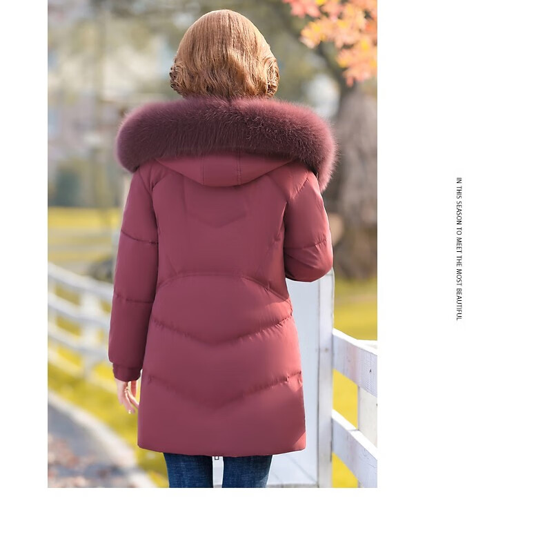QIUFULUO Women's Winter Warm Down Cotton Jacket for Middle-aged and Elderly Women 50-60 Years Old, Premium Elegant Red Coat 15