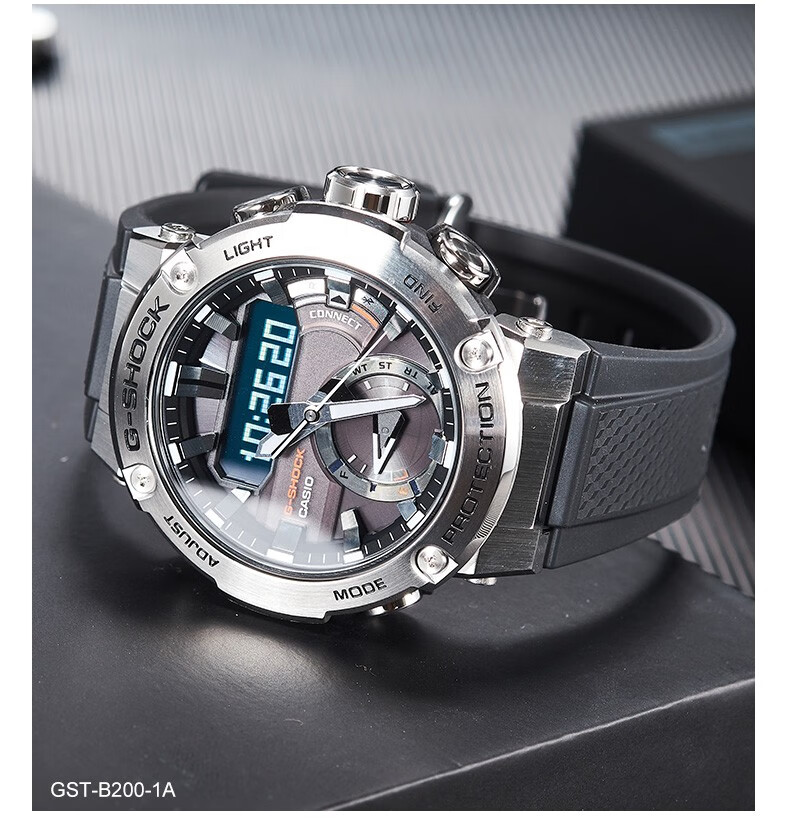 卡西欧casio手表防水防震蓝牙太阳能功能运动男表g-shock gst-b200x-1