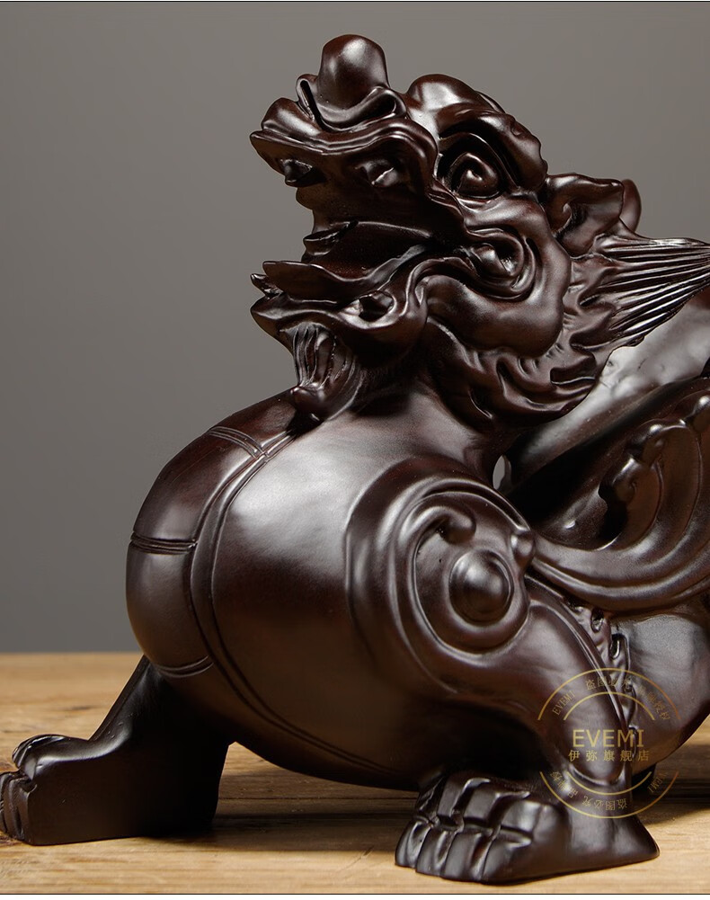 伊弥木雕摆件黑檀木雕貔貅摆件大翅膀成对实木客厅家居摆设品送朋友