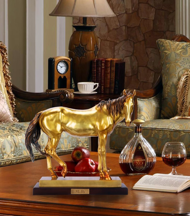 马客厅摆件全铜工艺品公司开业乔迁礼品老板办公桌创意装饰品摆设铜马