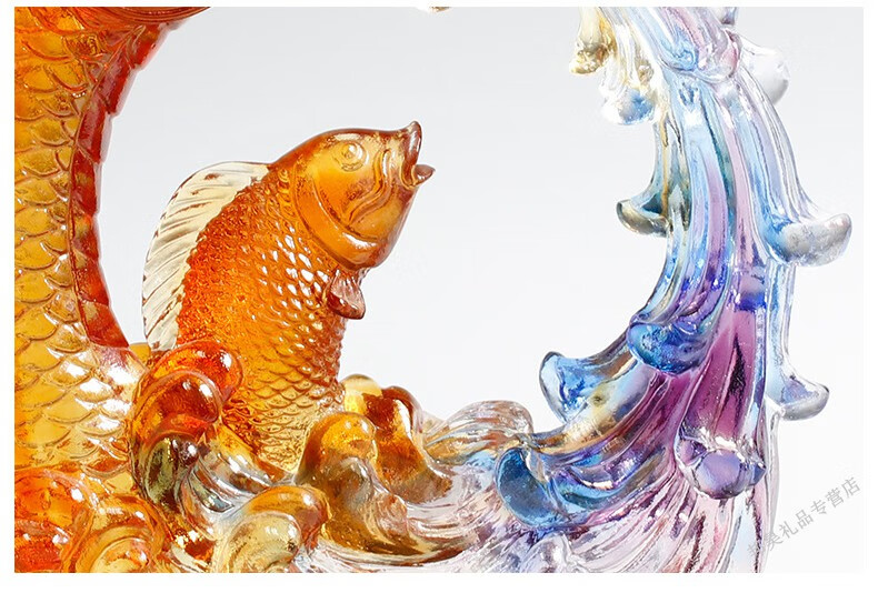 礼品乔迁礼物家居客厅玄关工艺品锦鲤鱼跳龙门鳌龙鱼送老板朋友高端