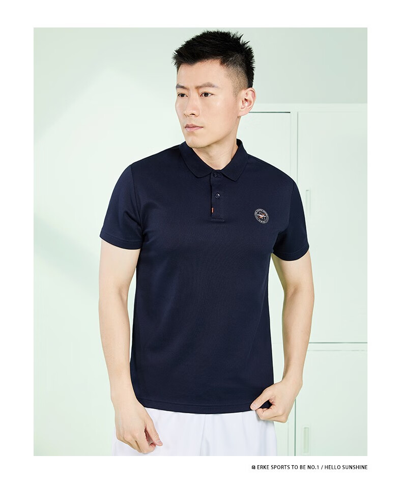 鸿星尔克翻领男短袖2020夏季透气短袖男日常商务休闲上衣运动t恤男装