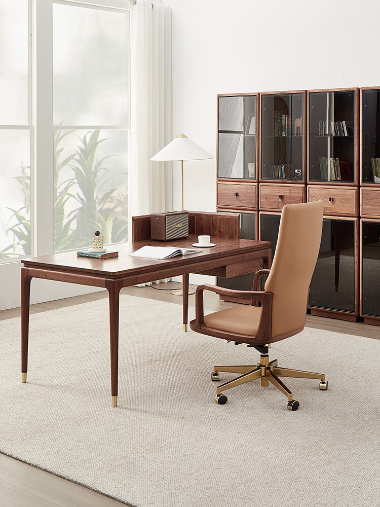 纽菲乐 黑胡桃木实木书桌家用电脑桌办公桌fas级北美黑胡桃木写字台