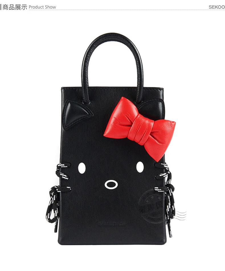 balenciaga巴黎世家女小牛皮hellokitty手提单肩包6190431cbp31000