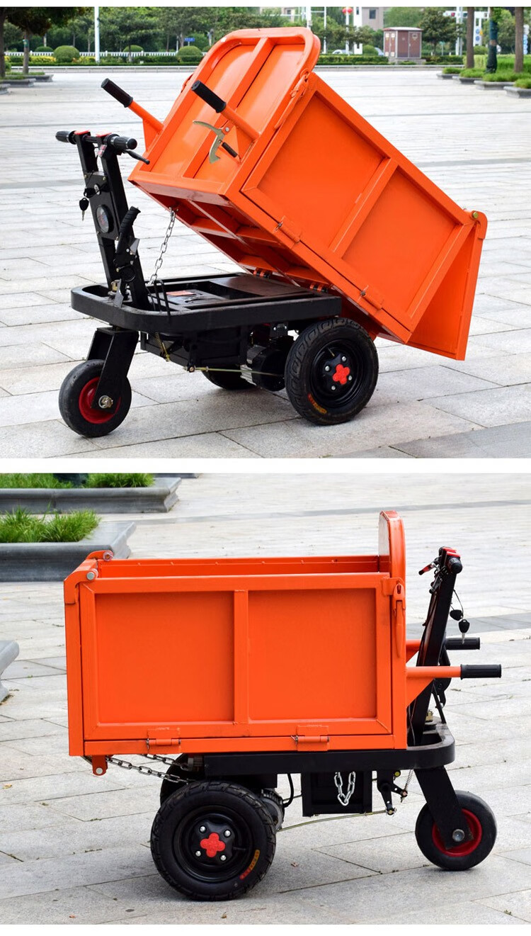 工程工地电动手推车三轮车搬运拉砖拉沙灰斗车载货车农用养殖拉粪翻斗