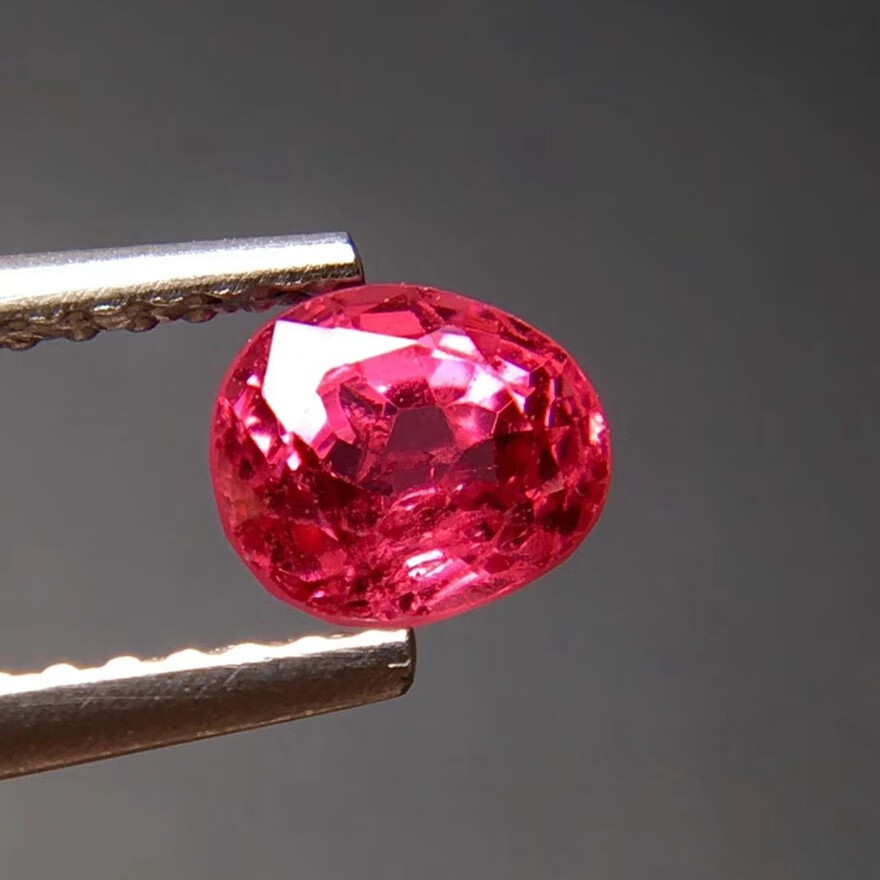 俊辰珠宝 天然尖晶石裸石 红色宝色戒指 晶体干净火彩超美【图片 价格