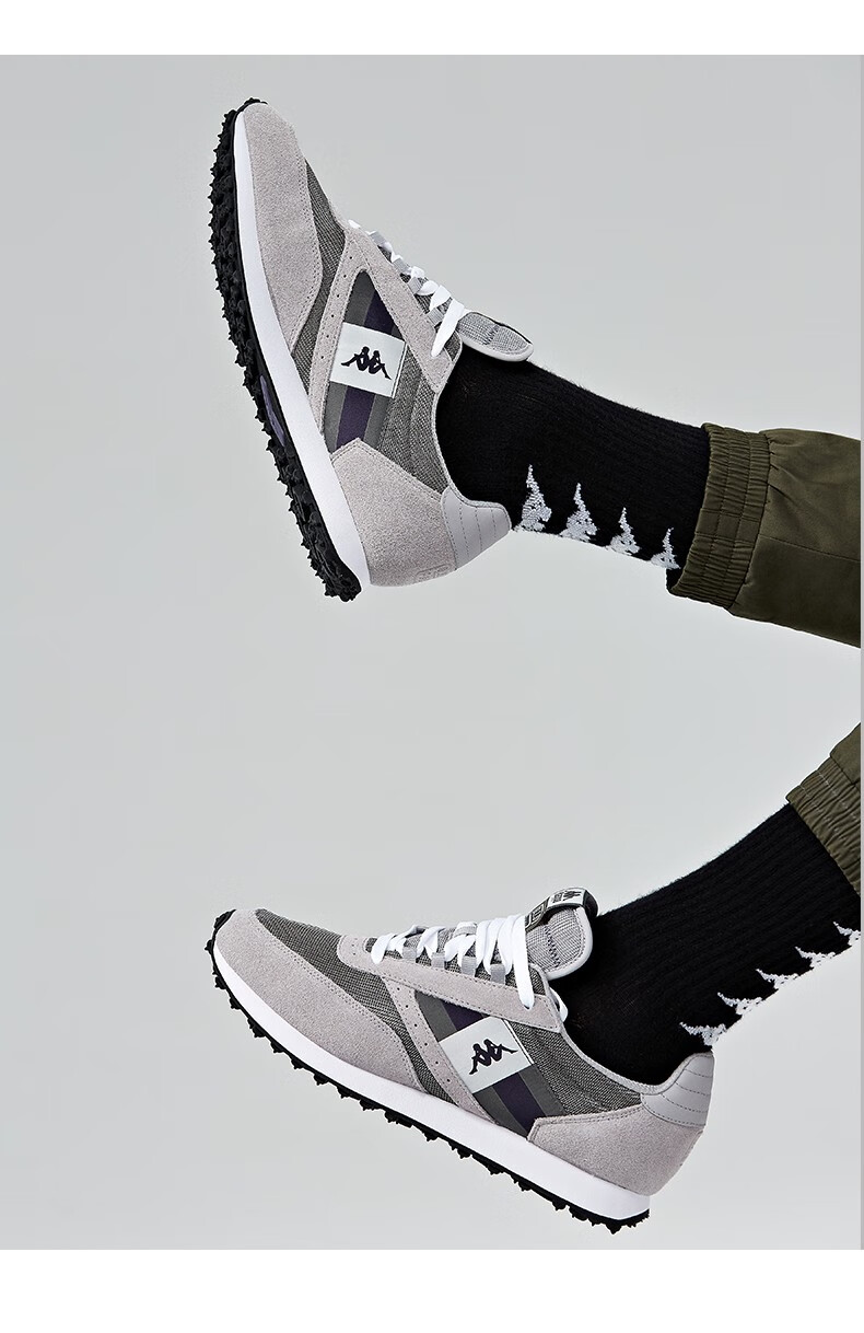 kappa卡帕复古跑鞋新款情侣男女轻便跑鞋休闲鞋k0a55mm62静谧灰13841