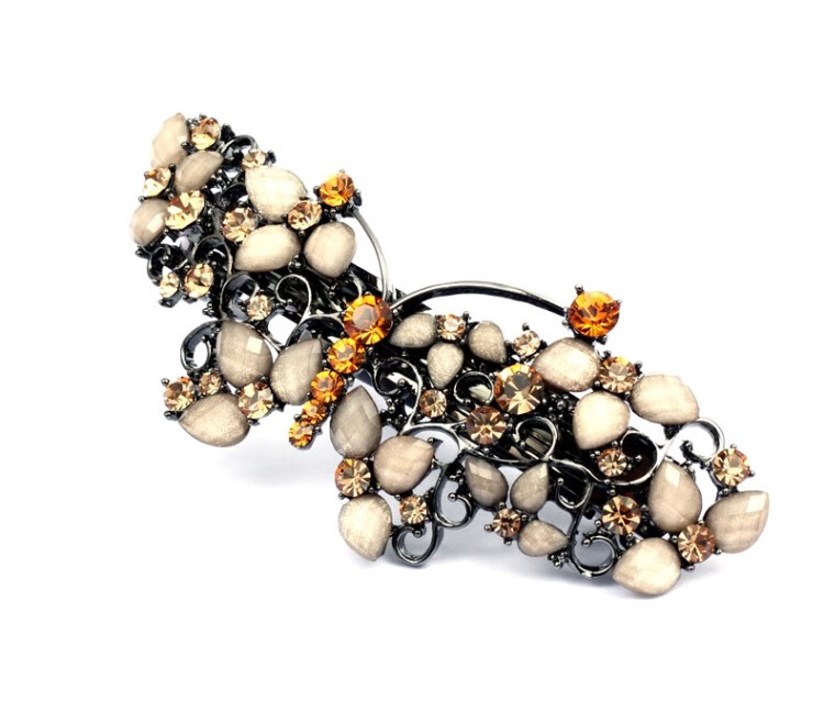 fadiesha法蝶莎轻奢品牌水钻发夹2020年新款后脑勺顶夹一字夹弹簧夹