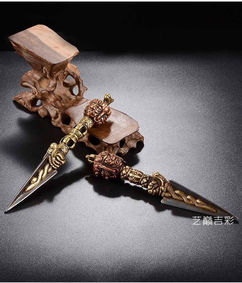 艺巅吉彩 藏传佛教用品普巴金刚撅法器尼泊尔手工上铜下铁降魔金刚杵