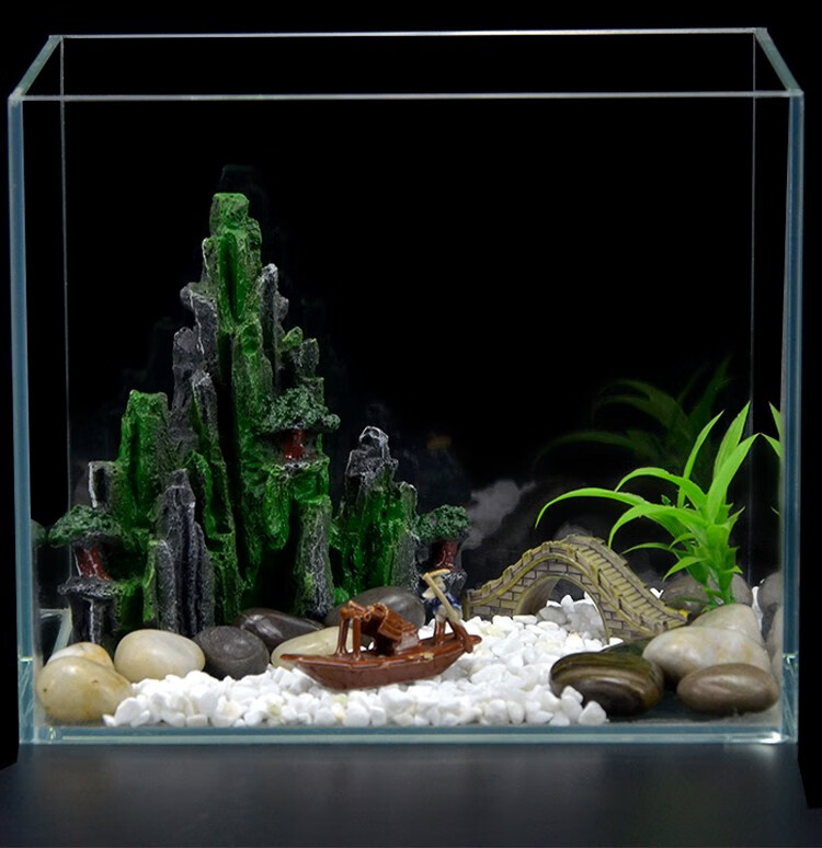 大型鱼缸造景装饰仿真水草假山套餐水族箱摆件桌面金鱼缸造景套餐 忆