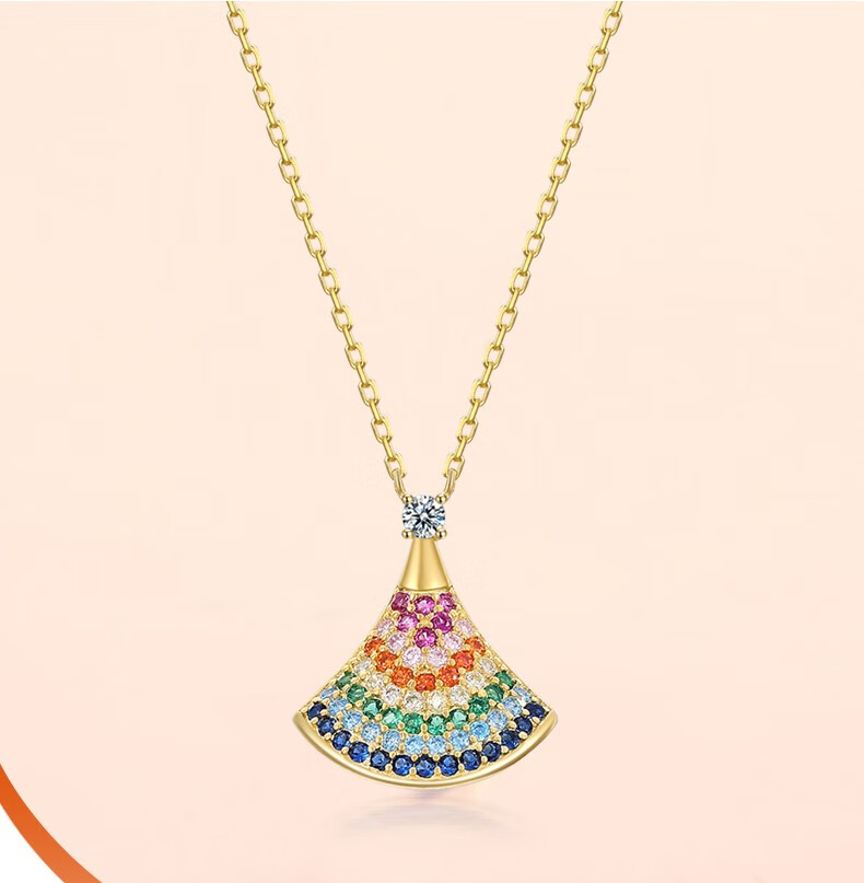 彩金吊坠纪念日情人节礼物送女友送老婆生日 少女的裙摆项链【银色】